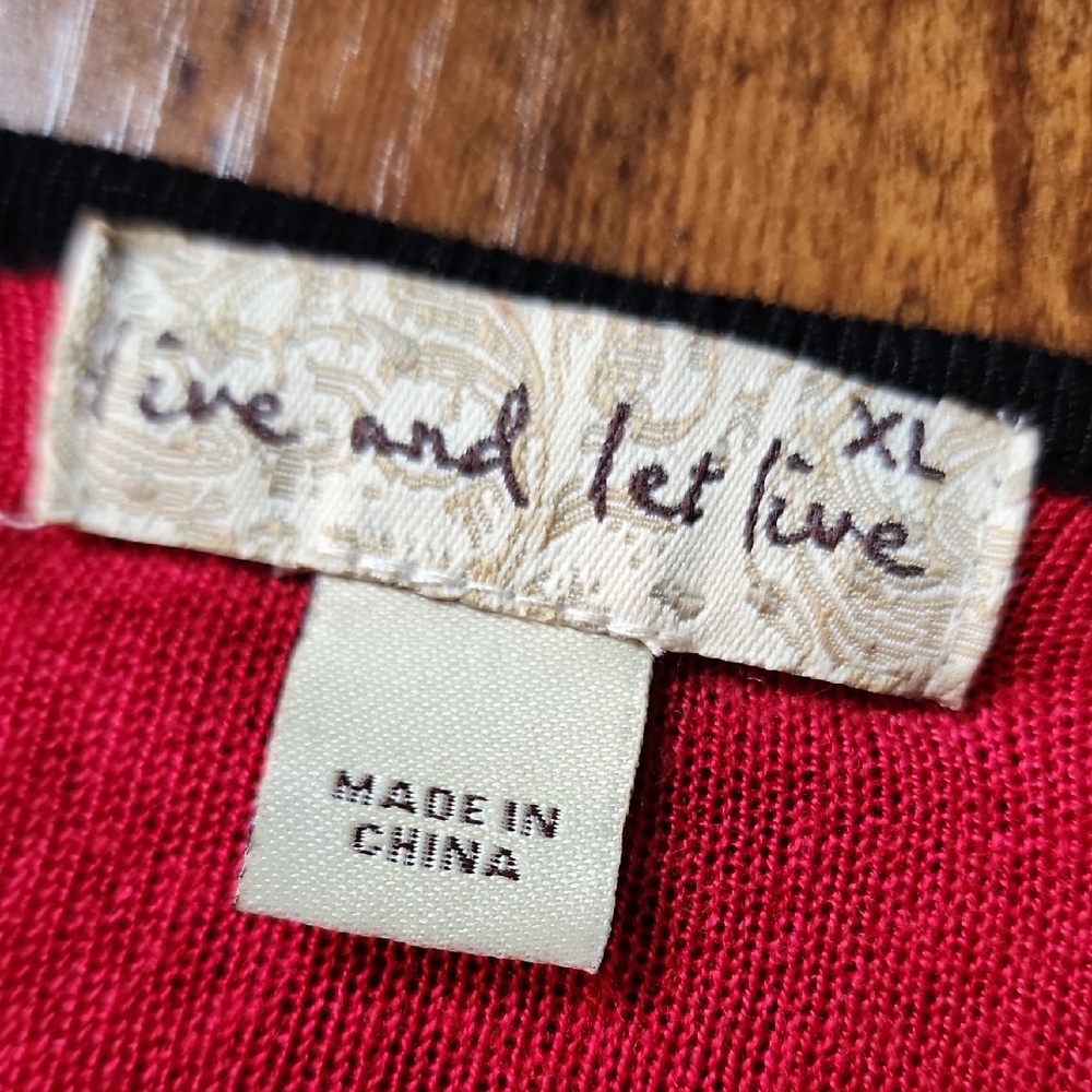 LIVE & LET LIVE | Stretchy Red Black Valentine's Sharkbite Tunic Sweater |‎ XL - Picture 2 of 10
